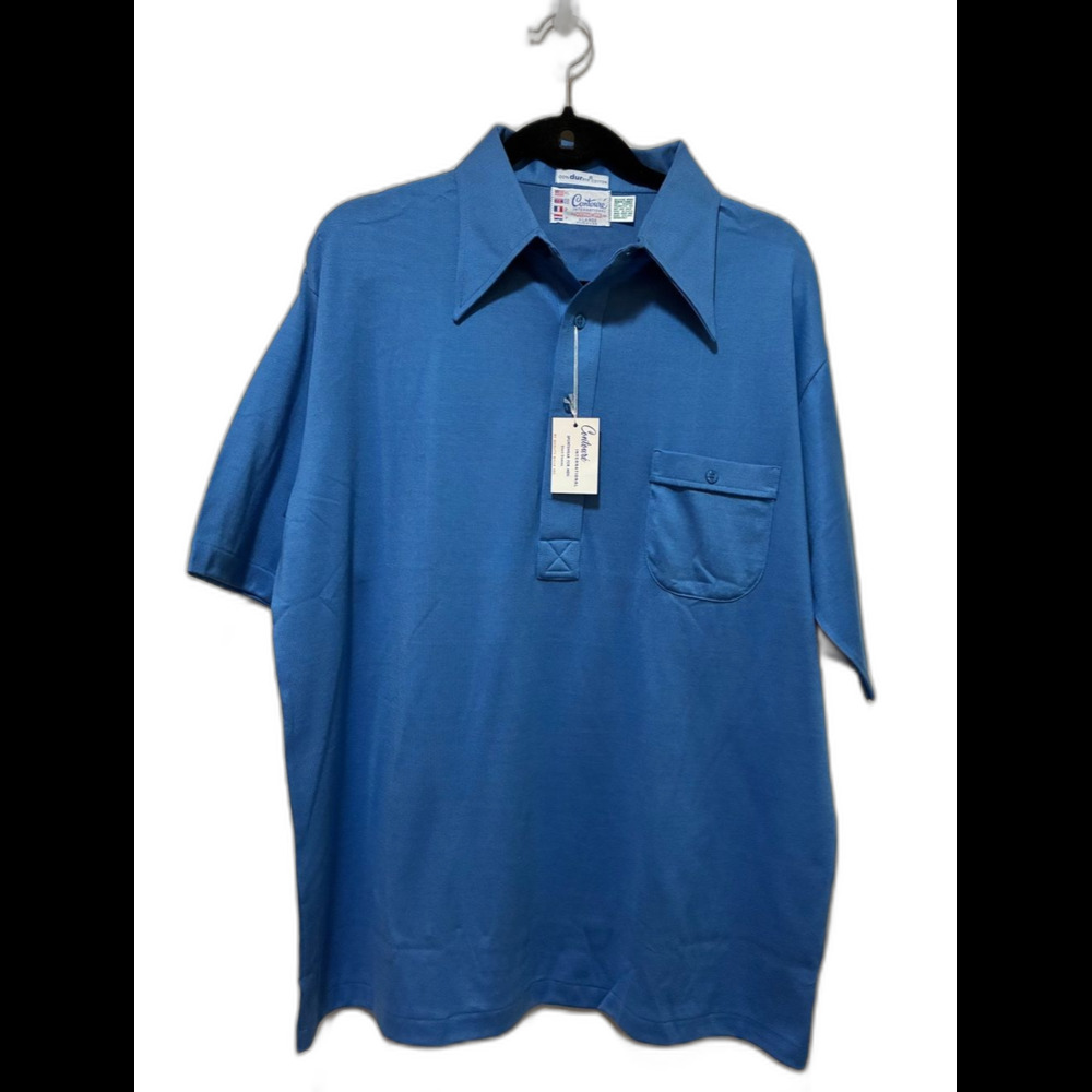 Vintage Contoure International  Men's Blue Mercerized Cotton Polo xl NWT
